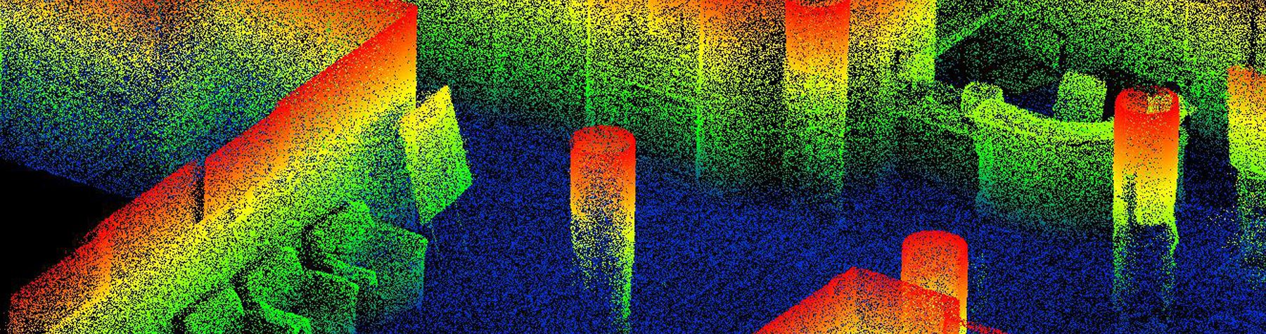 Geospatial Data Analytics Online Graduate Certificate: Image of indoor LiDAR point cloud.